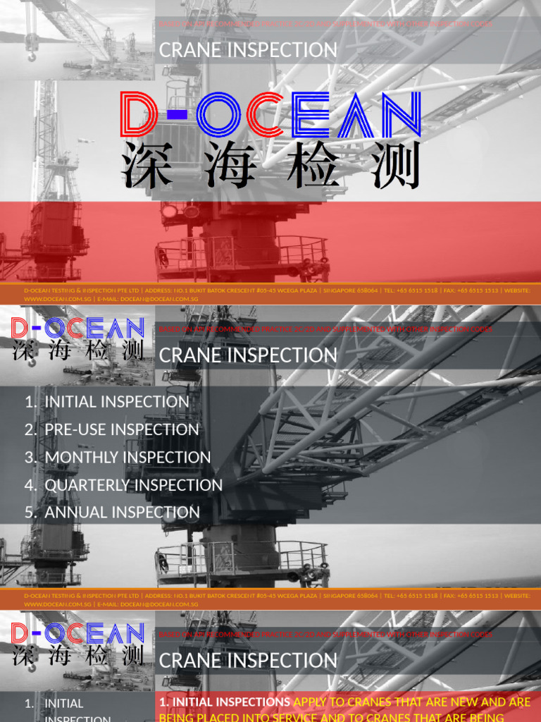 Crane Inspection Guidelines API 2C/2D | PDF | Crane (Machine ...