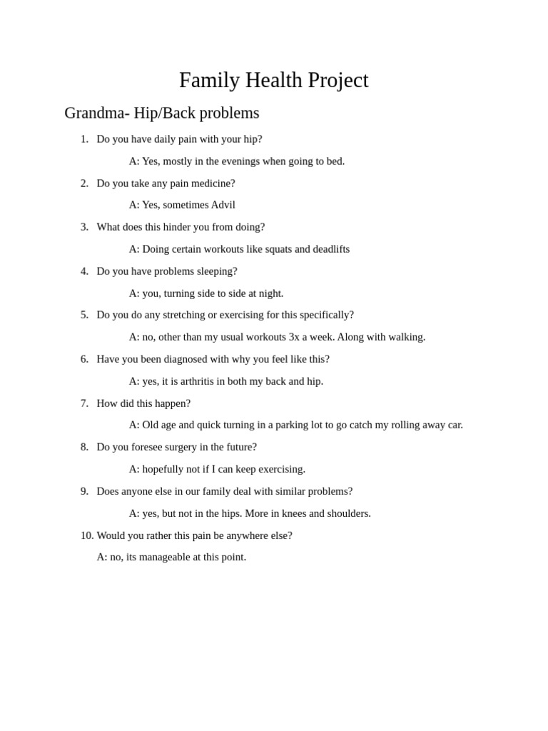 Grandma's Hip and Back Pain Insights | PDF