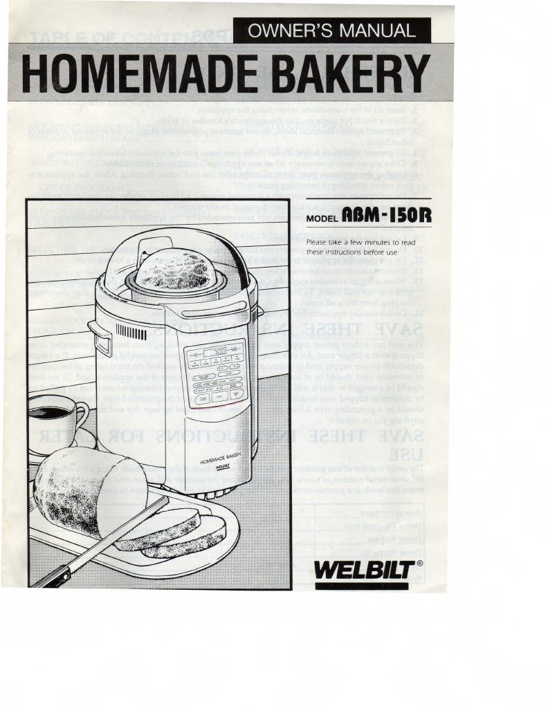 Welbilt ABM-150R Bread Machine | PDF | Language Arts & Discipline ...