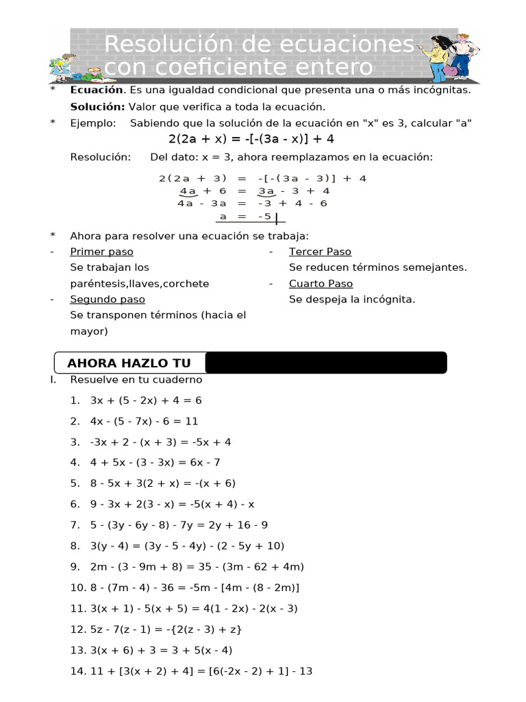 Ejercicios de Ecuaciones para Primaria | PDF | Ecuaciones | Objetos ...