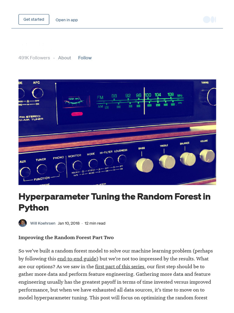 Hyperparameter Tuning The Random Forest in Python BOM 3 - by Will ...