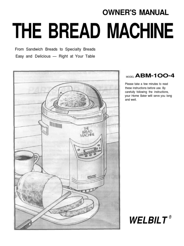 Welbilt ABM 100 Bread Machine Manual PDF Dough Flour