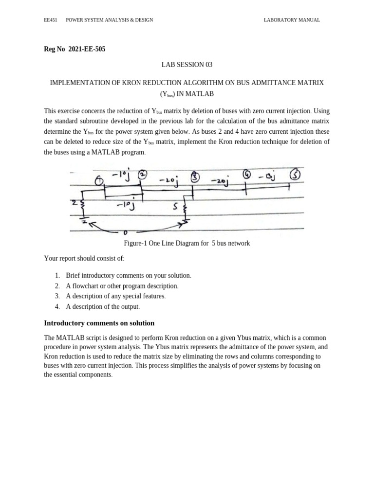 Kron Reduction of Ybus Matrix in MATLAB | PDF | Matrix (Mathematics ...