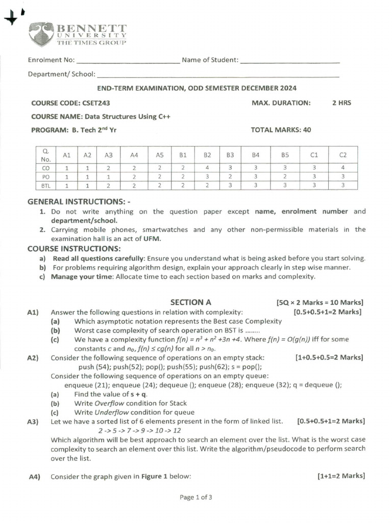 CSET243-R23 Questionpaper | PDF