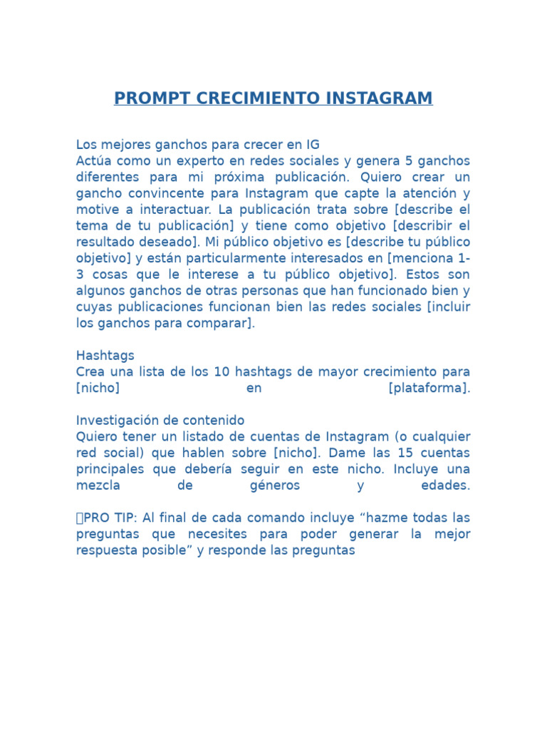 Ganchos Efectivos para Crecer en Instagram | PDF