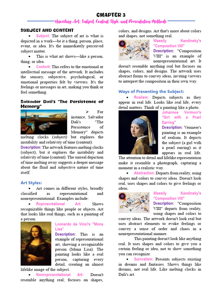 Art Subject, Content, and Styles Unveiled | PDF | Abstract Art | Paintings