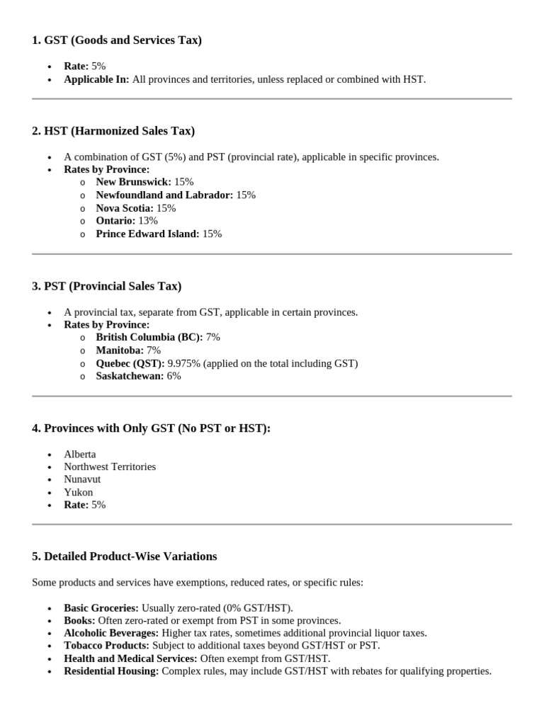 Saskatchewan GST and PST Overview | PDF | Provinces And Territories Of ...