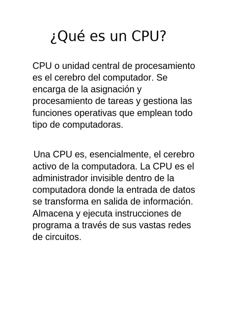 Qué es una CPU y sus componentes | PDF