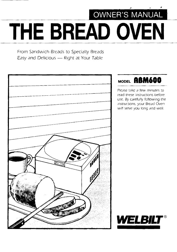 Welbilt ABM 600 Bread Machine Manual | PDF | Breads | Baking