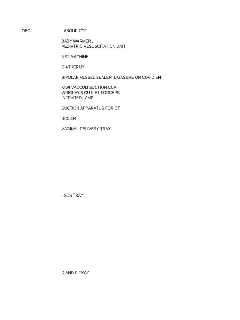 Cath Lab Equipment Inventory List | PDF