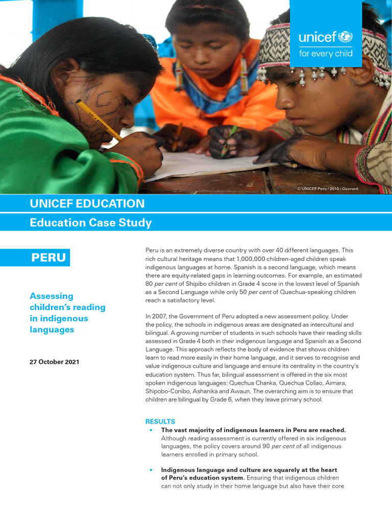 Bilingual Education for Indigenous Learners in Peru | PDF ...