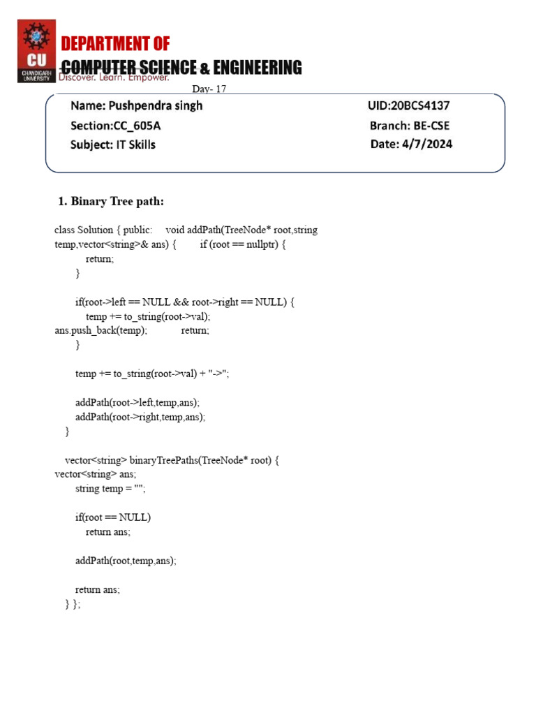 CSE IT Skills Coding Solutions | PDF | Computer Programming