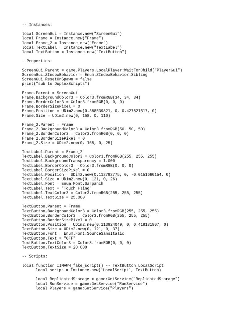 Touch Fling GUI Script for Roblox | PDF | Text | Typefaces