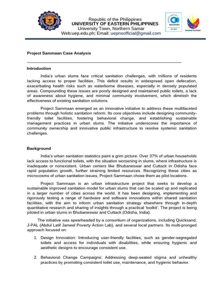 Urban Sanitation Solutions in India | PDF | Sanitation | Corporate ...