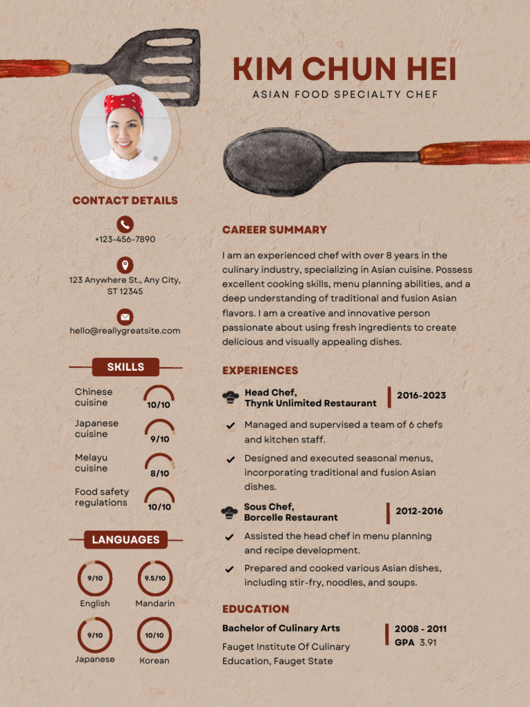 Asian Cuisine Specialty Chef Profile | PDF