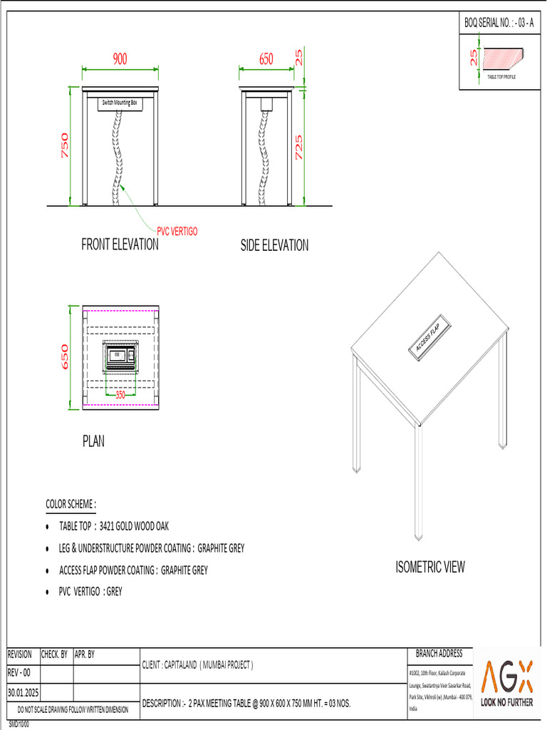 2-Pax Meeting Table Design Specifications | PDF