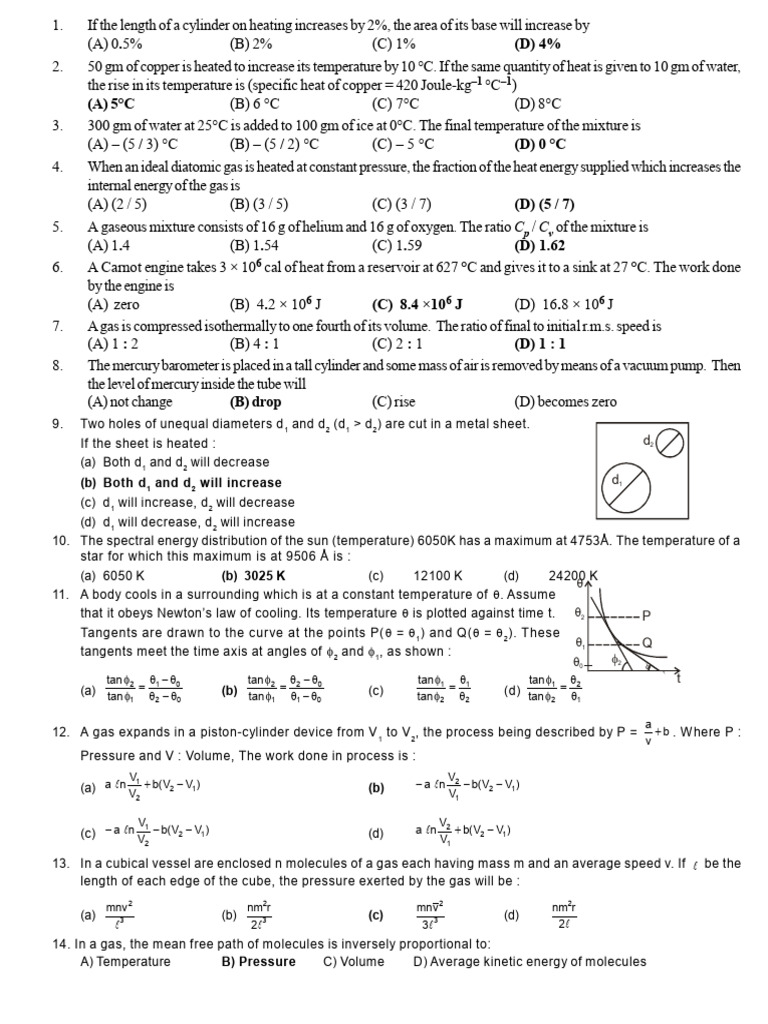Physics Problems on Heat and Gases | PDF | Gases | Radioactive Decay