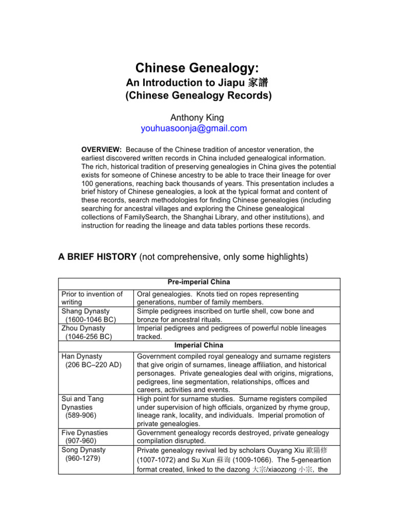 Chinese Genealogy Pdf Genealogy China