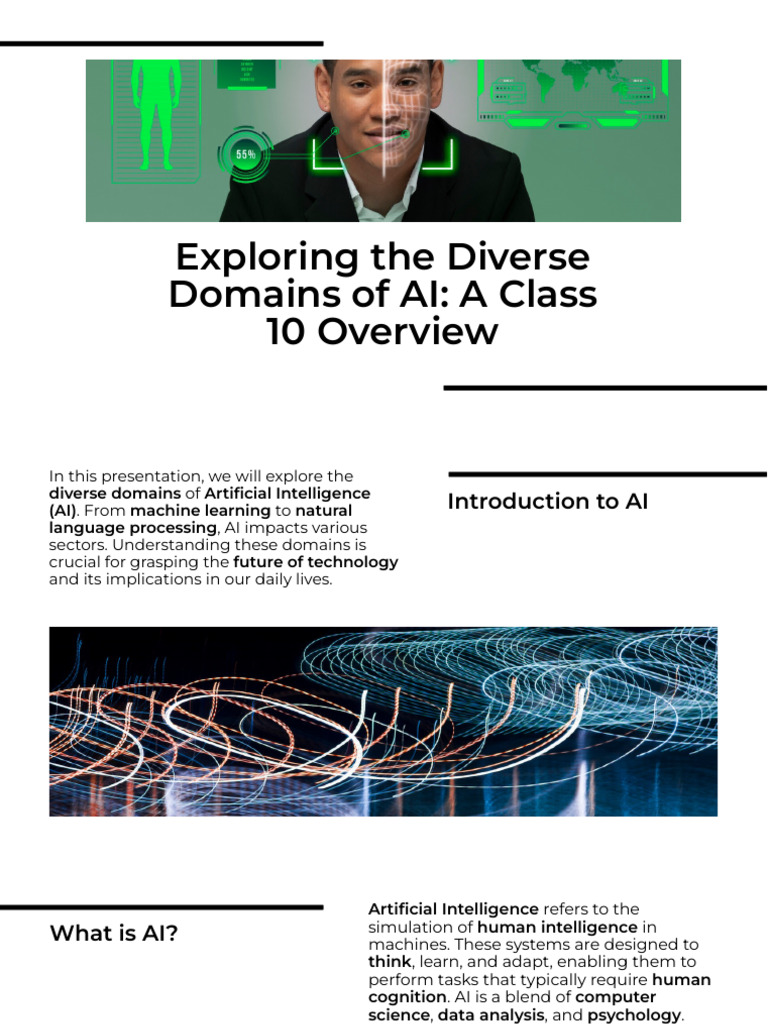 Slidesgo Exploring the Diverse Domains of Ai a Class 10 Overview ...