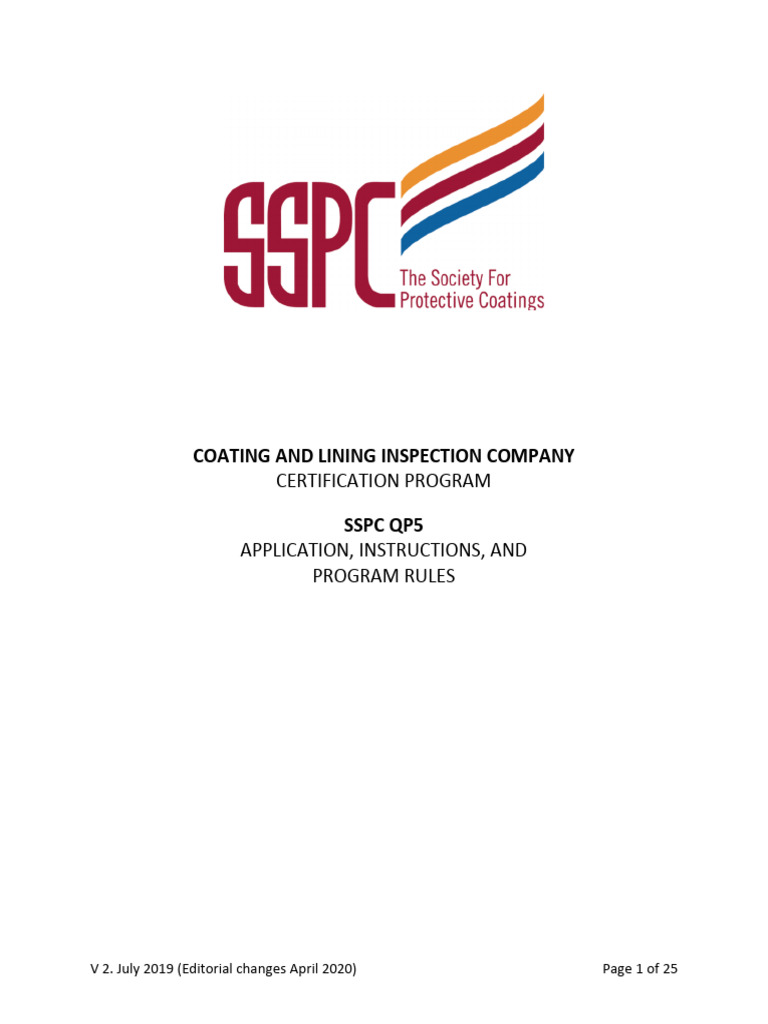 SSPC QP5 Certification Guidelines | PDF | Audit | Certification