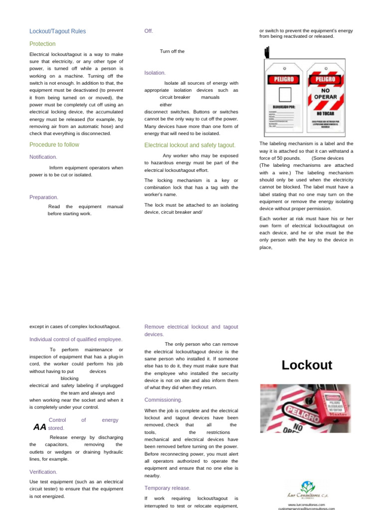 Electrical Lockout/Tagout Procedures | PDF | Electrical Engineering ...