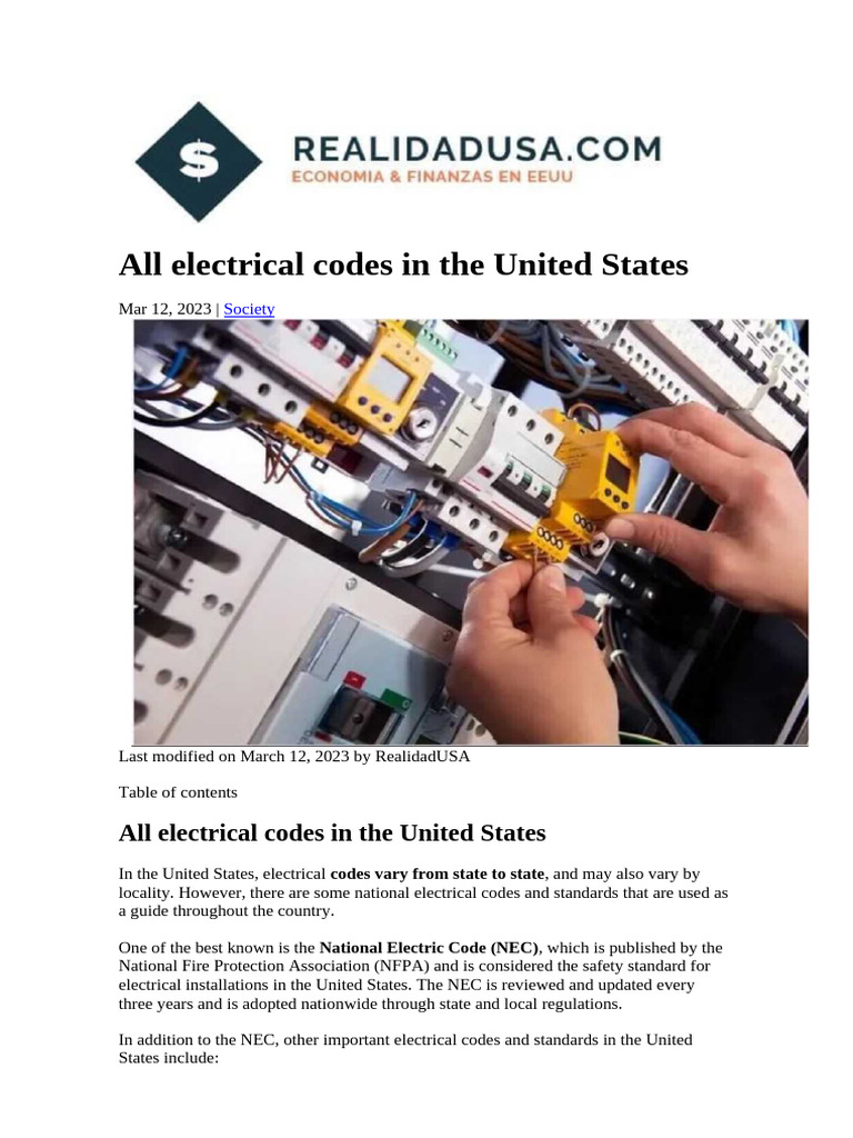 Understanding US Electrical Codes | PDF | Electrical Wiring ...