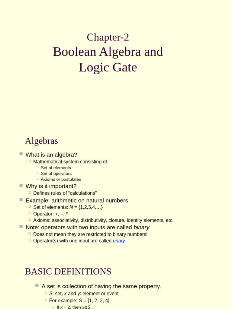 Chapter 2 Boolean Algebra and Logic Gates | PDF | Boolean Algebra ...