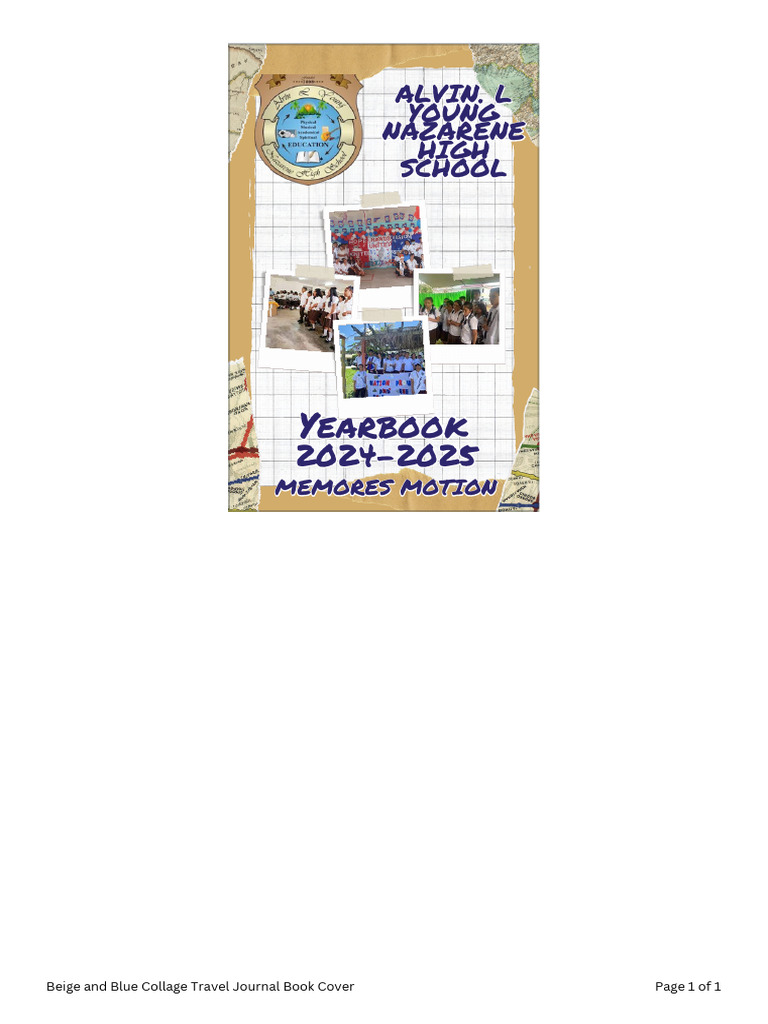 Beige and Blue Collage Travel Journal Book Cover | PDF