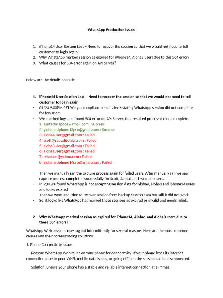 SL - WhatsApp Issues | PDF | Computer Network | Information Technology
