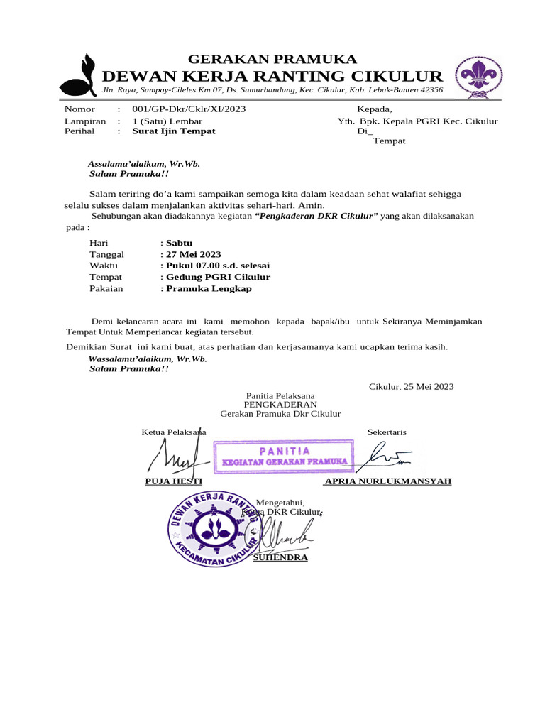 Biodata Mayor Rukana Pramuka Cikulur | PDF