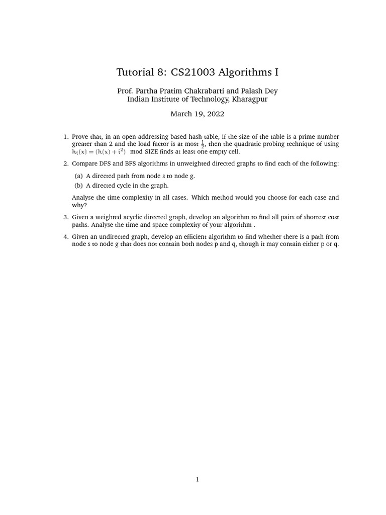 Algorithms I: Advanced Concepts | PDF
