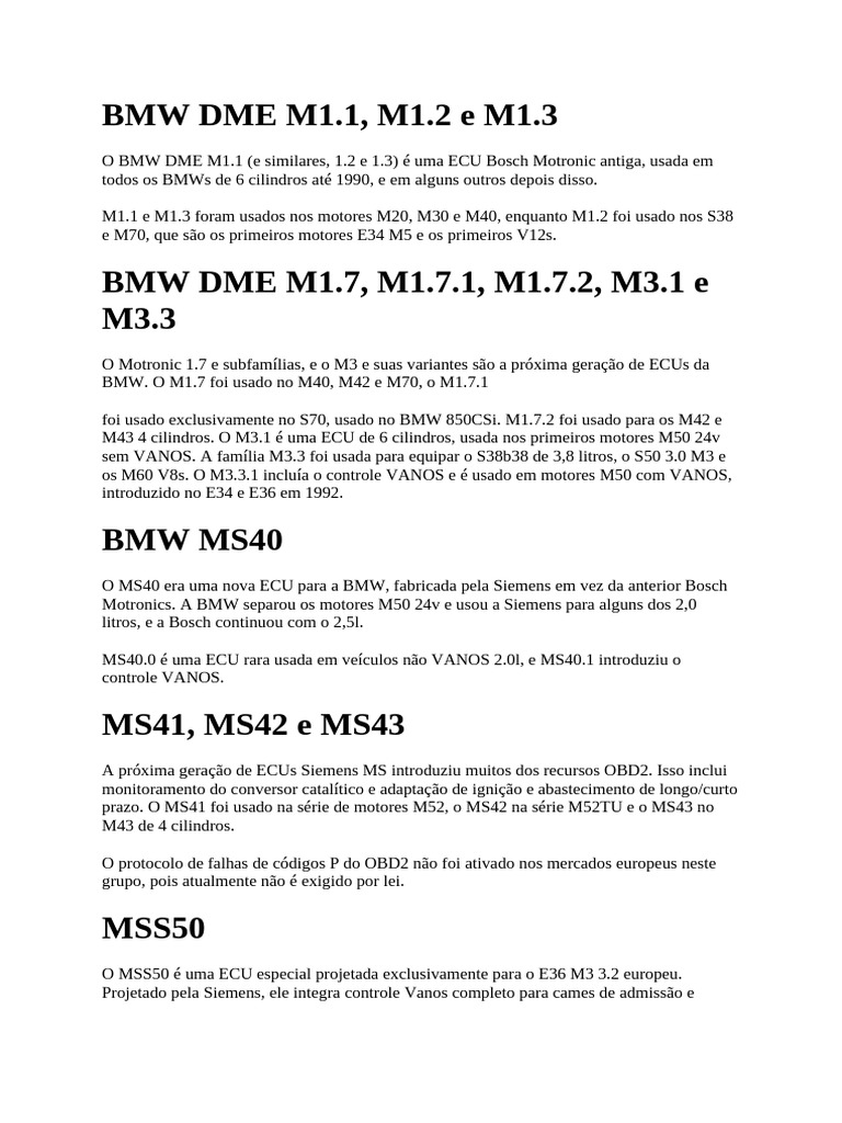 Lista de Códigos de Falha Da BMW | PDF | Motores | Freios ABS