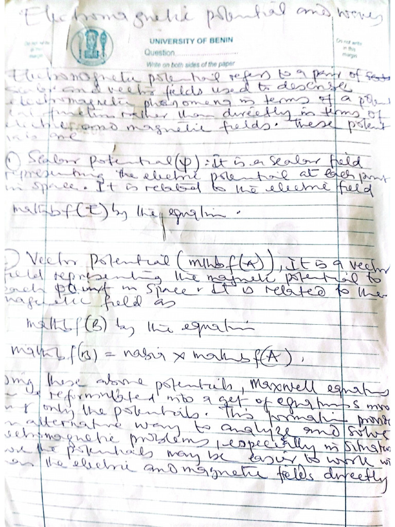 Electromagnetic Potential and Wave Section B | PDF