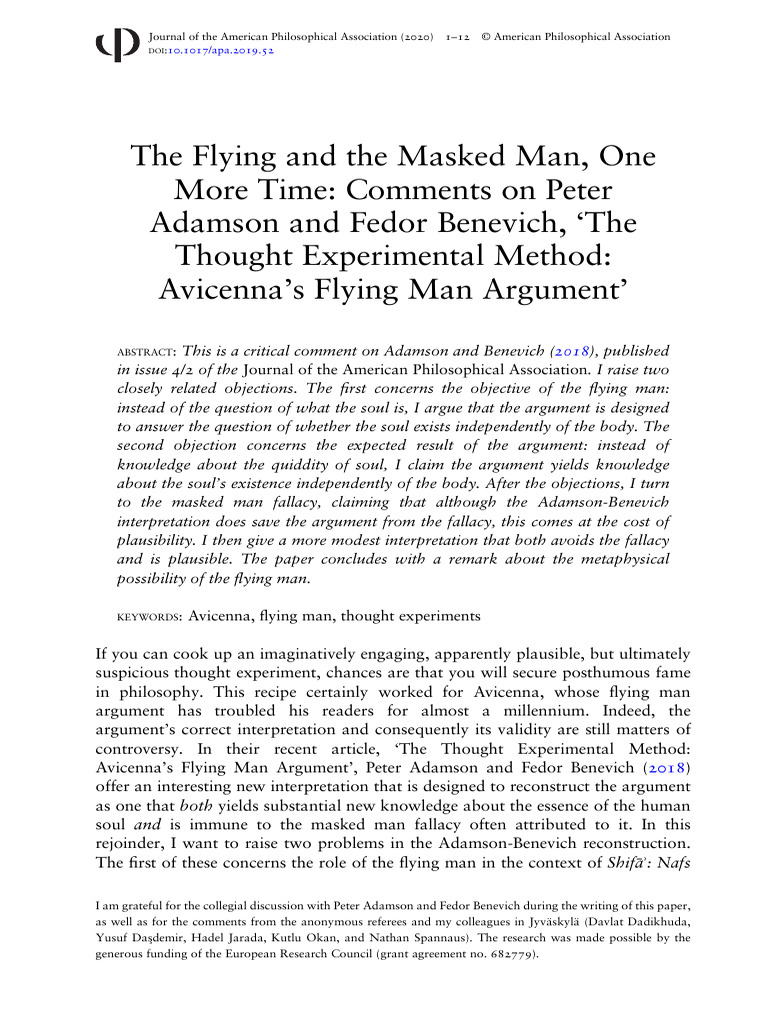 The Flying and The Masked Man | PDF | Soul | Existence