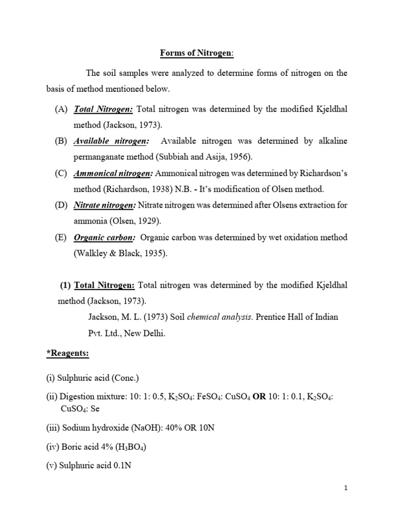 Methods of Kjeldal Method - Nitrogen | PDF | Distillation | Nitrogen