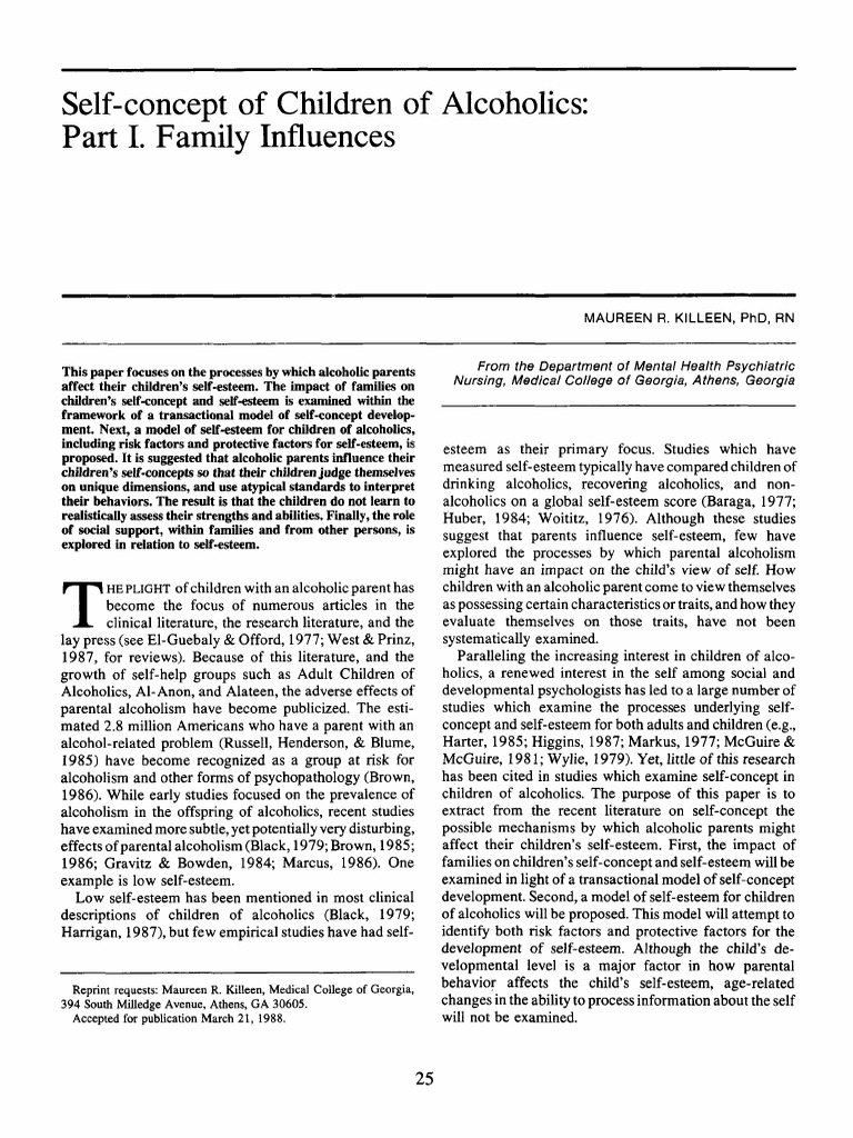 Impact of Alcoholic Parents on Child Self-Esteem | PDF | Self Concept ...