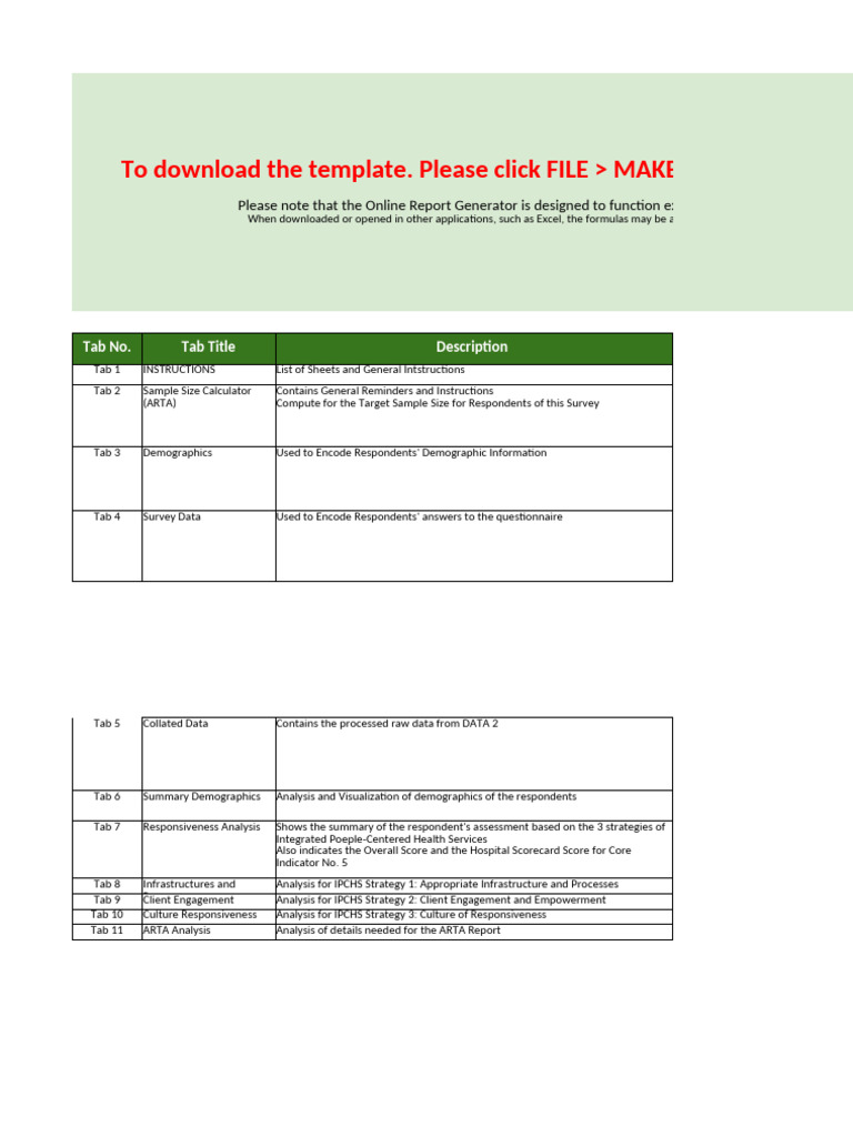 PCF Template Instructions and Data Analysis | PDF | Survey Methodology
