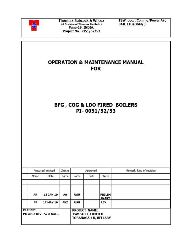 Operation & Maintenance Manual for Boilers | PDF | Boiler | Chemical ...