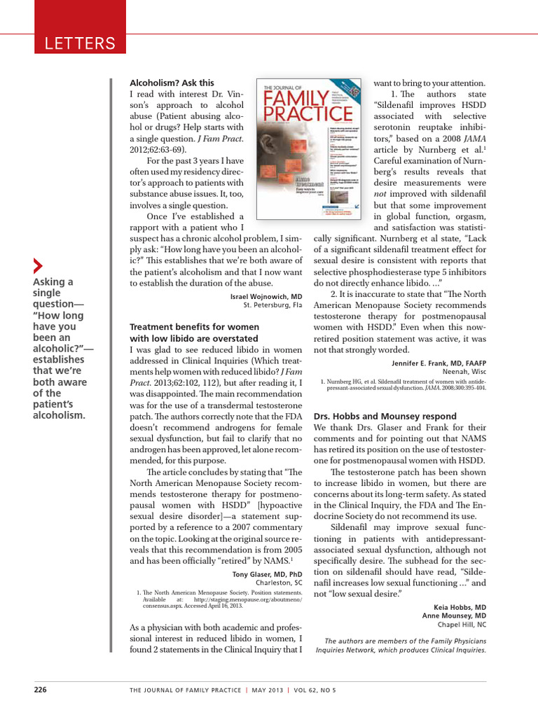 6205JFP_Letters | PDF | Sexual Dysfunction | Libido