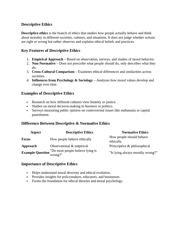 Descriptive Ethics | PDF