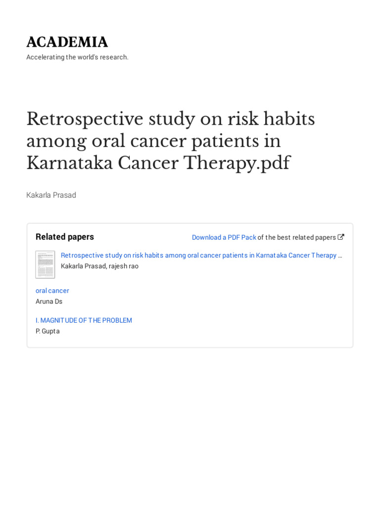 Oral Cancer Risk Habits in Karnataka | PDF | Smoking | Health Sciences
