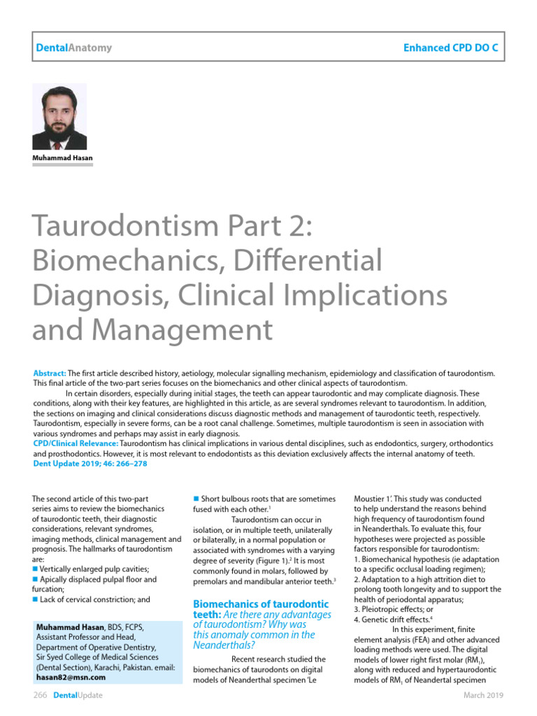 Taurodontism: Biomechanics & Management | PDF | Human Tooth | Tooth