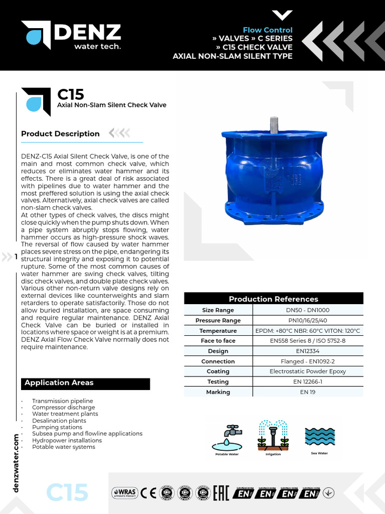 C15 Axial Silent Check Valve Overview | PDF | Valve | Pump
