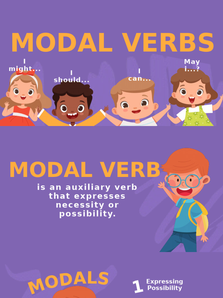 Purple Fun Super Heroes Modal Verbs Presentation | PDF