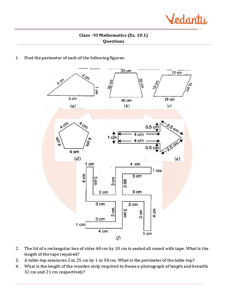 Class 6 Maths Chapter 10 Solutions | PDF | Area | Length