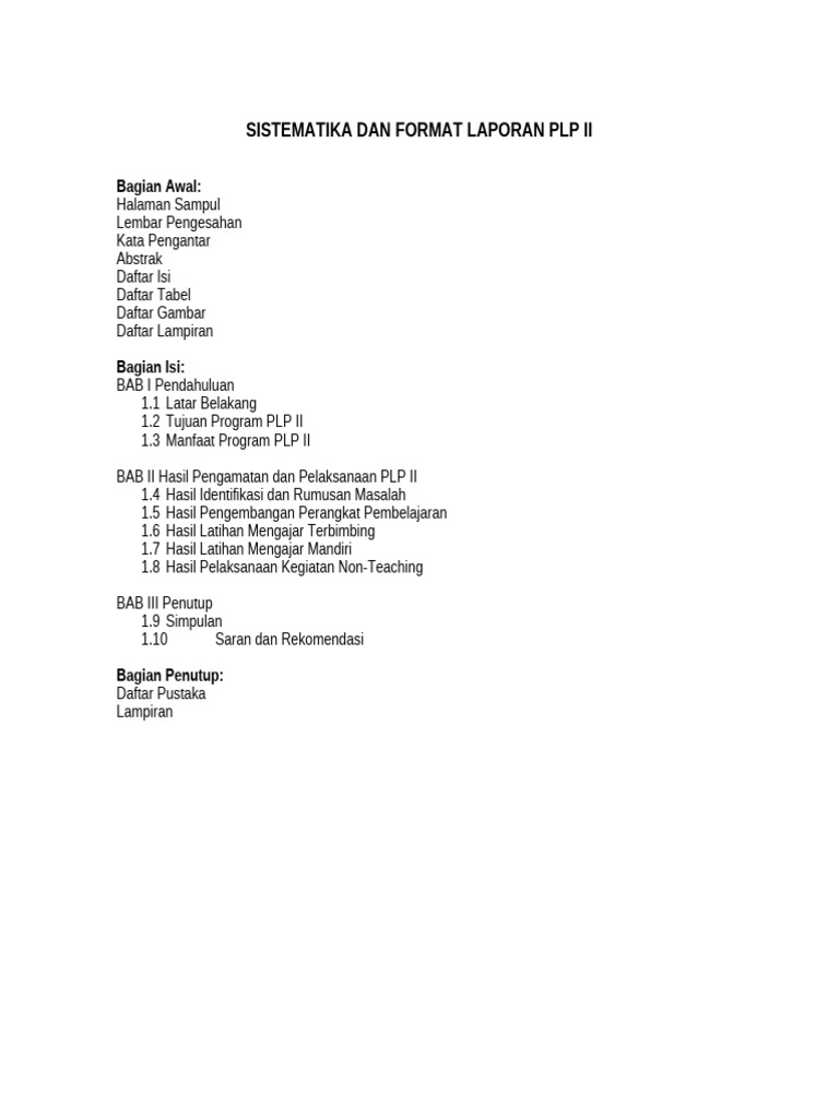 Contoh Laporan PLP II Sekolah | PDF
