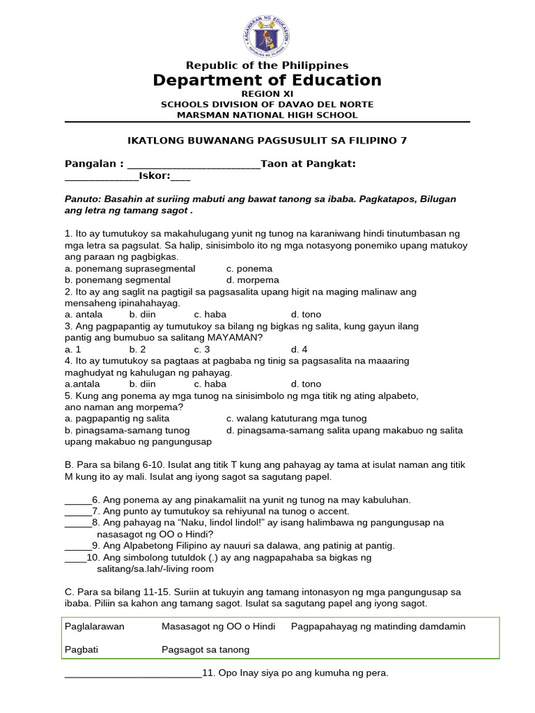 Filipino 7 | PDF