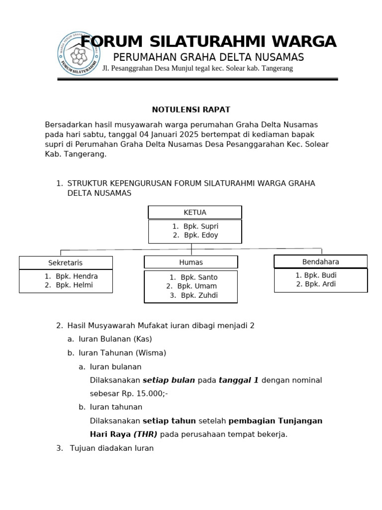 Notulensi Rapat GDN | PDF