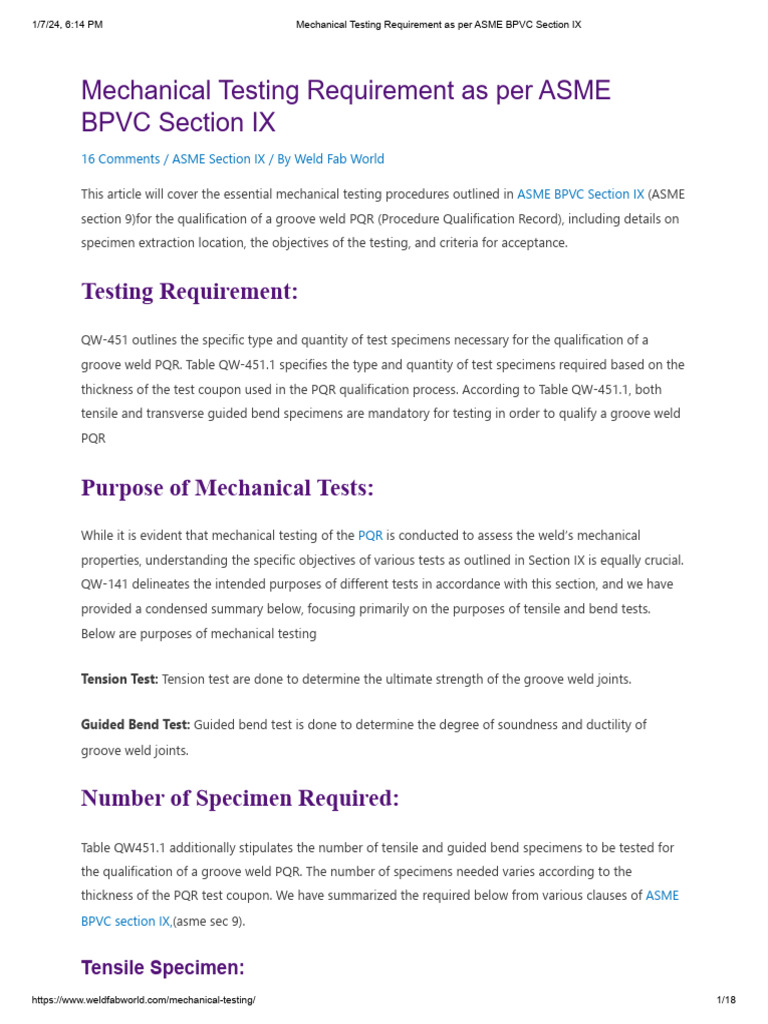 ASME Section IX Mechanical Testing Guide | PDF | Welding | Construction