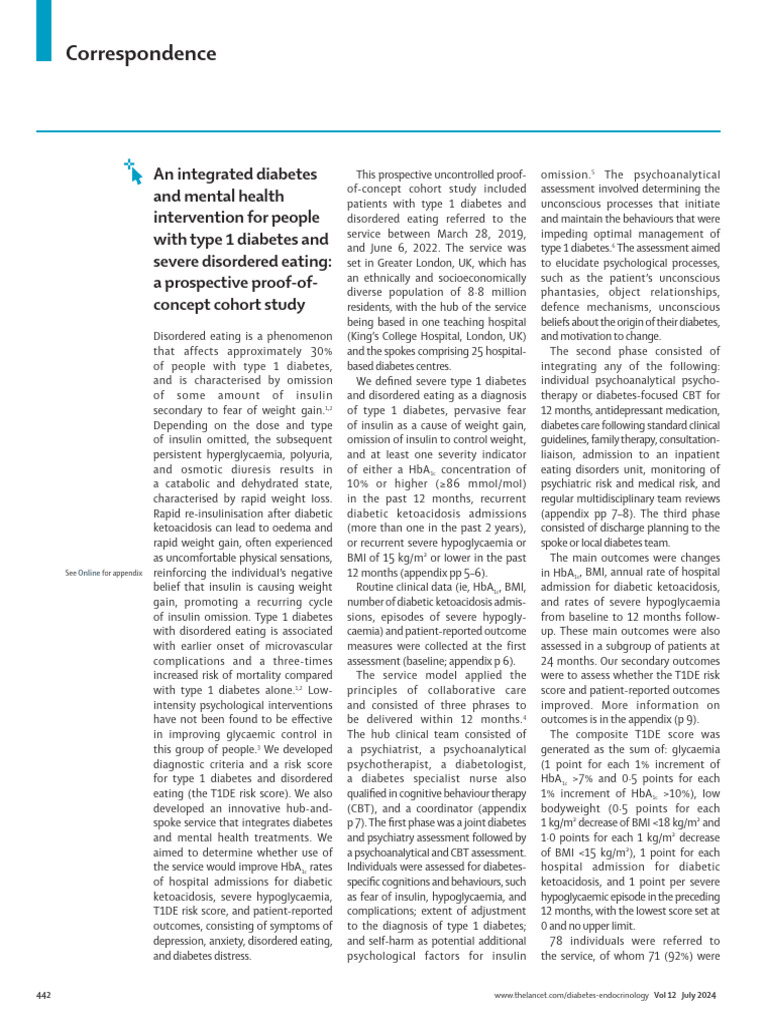An Integrated Diabetes and Mental Health Intervent | PDF | Diabetes ...
